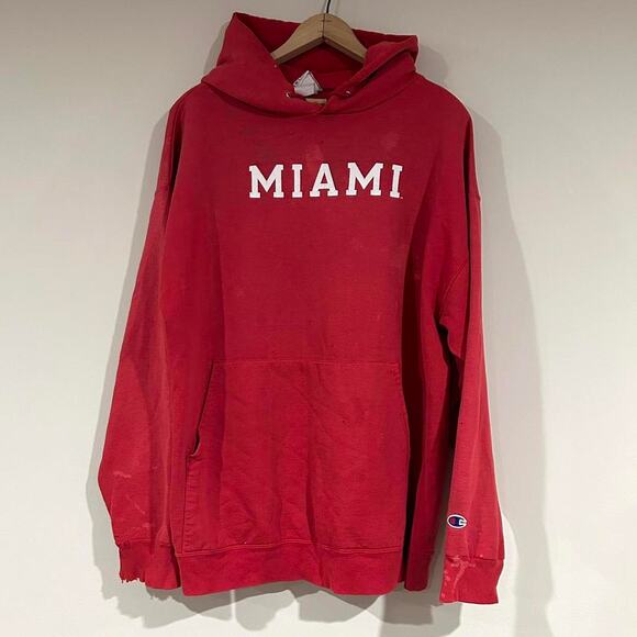 Vintage Thrashed Champion Miami University Hoodie - Picture 1 of 8